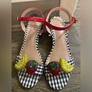 NWOB Betsy Jonhnson Maliah fruit sandal block heel .